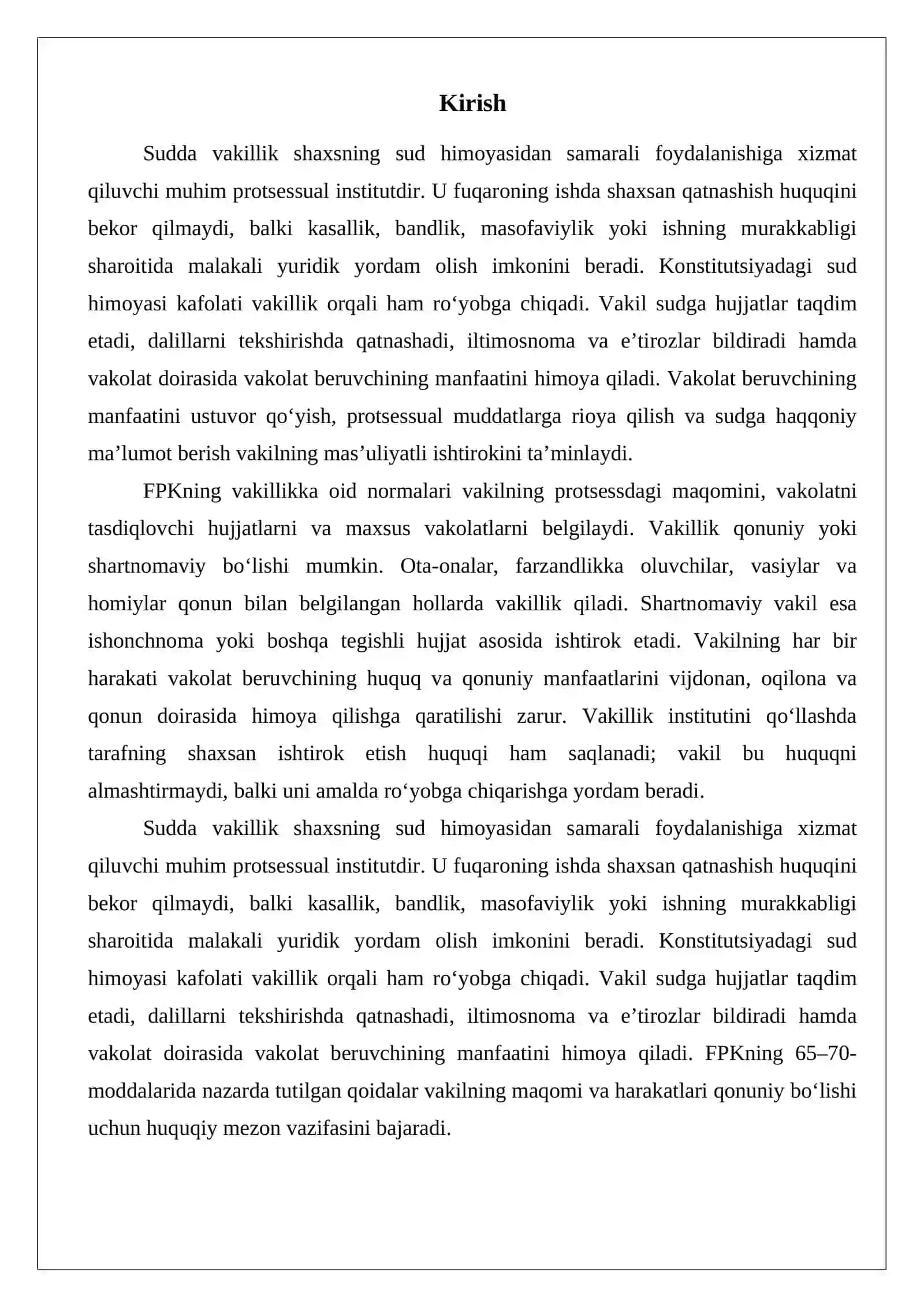 Fuqarolik protsessida sudda vakillik va vakilning vakolatlari 2