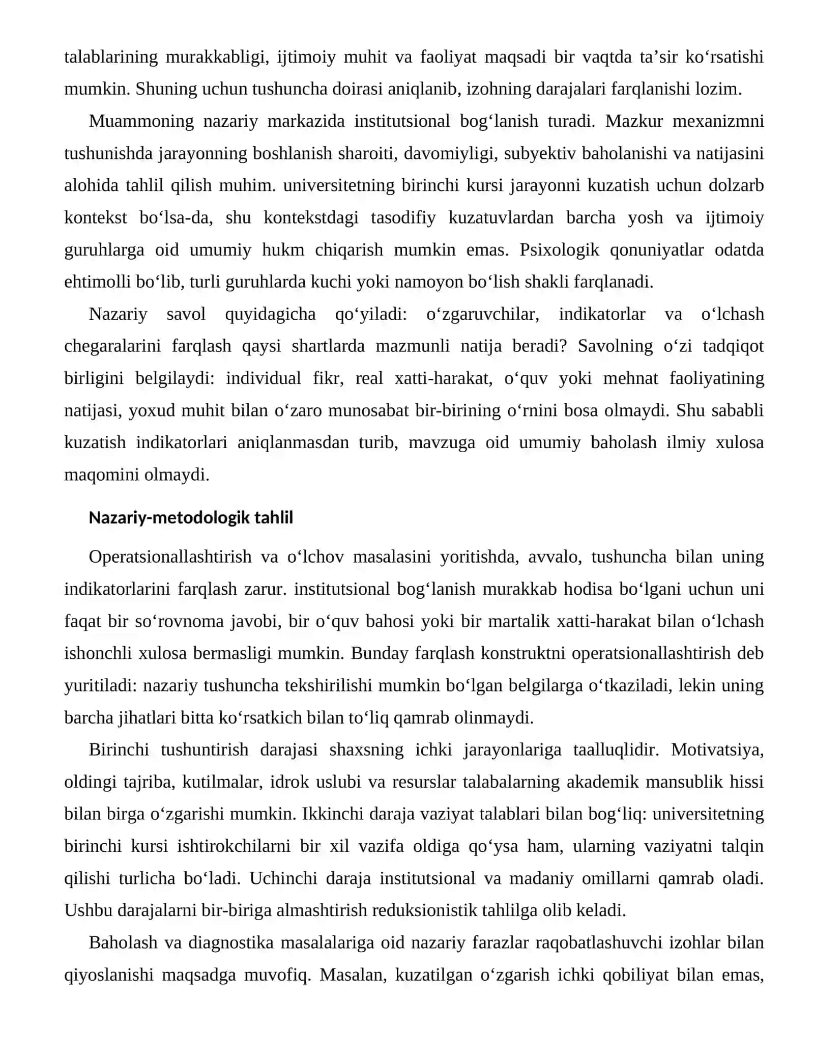 TALABALARNING AKADEMIK MANSUBLIK HISSI — BAHOLASH VA DIAGNOSTIKA MASALALARI 2