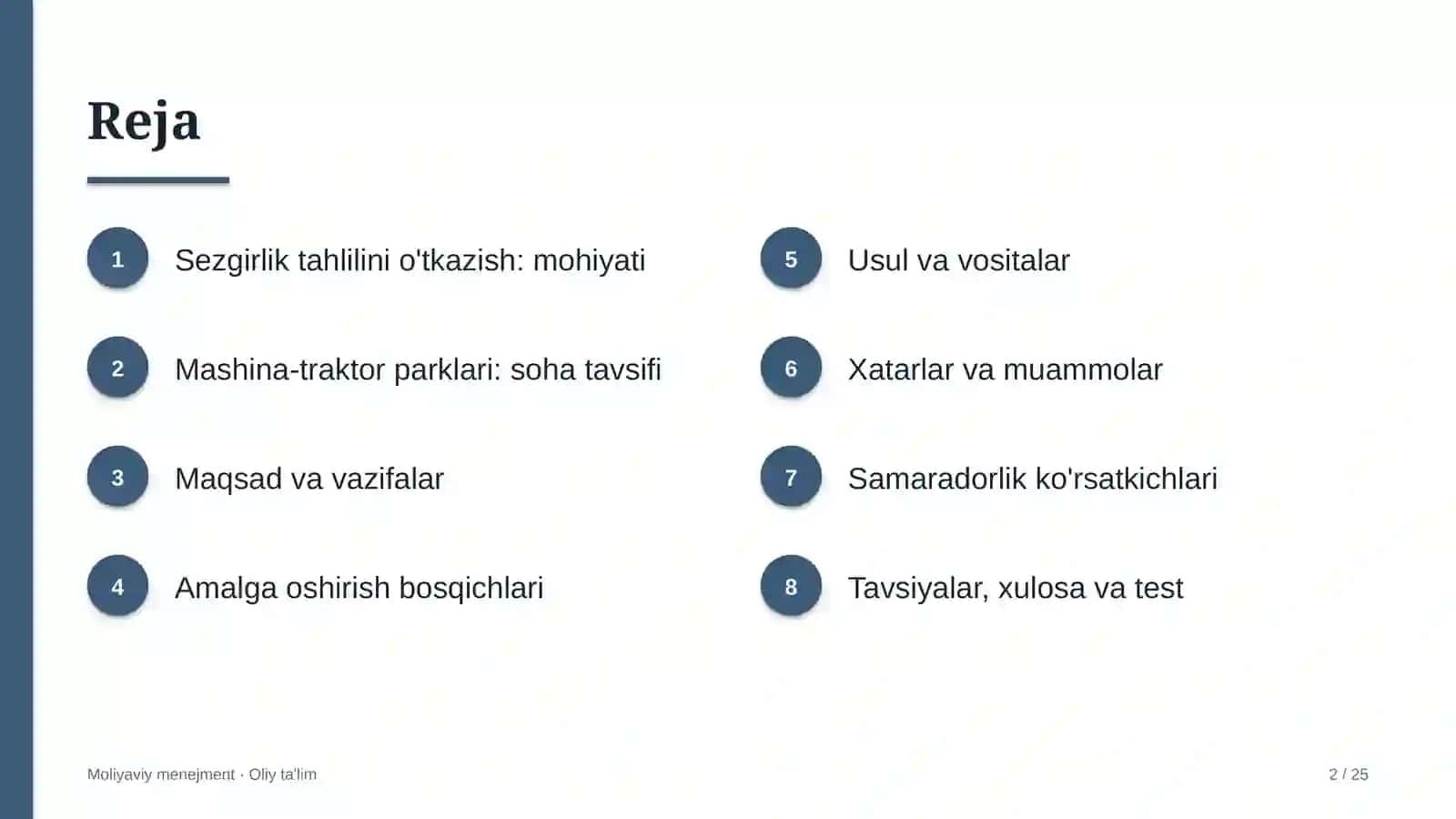 mashina traktor parklarida sezgirlik tahlilini o'tkazish 8214 2