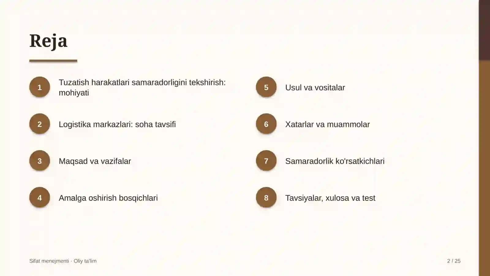 Logistika markazlarida tuzatish harakatlari samaradorligini tekshirish 2