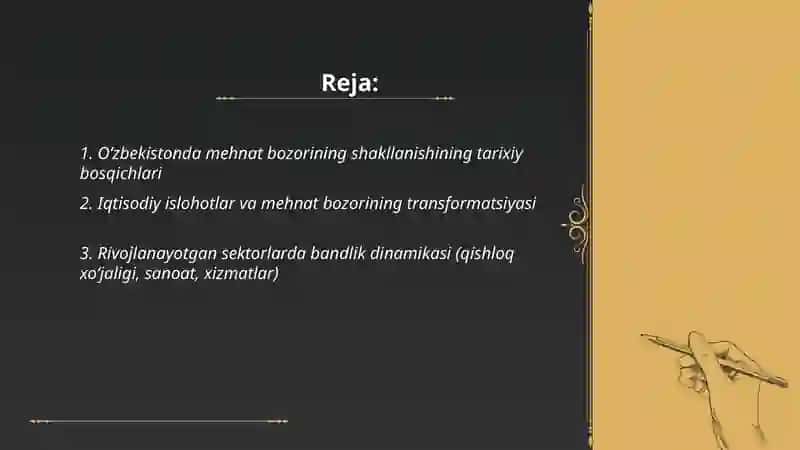 O‘zbekistonda mehnat bozorining shakllanishi va ishsizlikning o‘ziga xos xususiyatlari 2