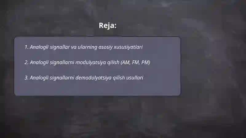 Analogli signallarni uzatish 2