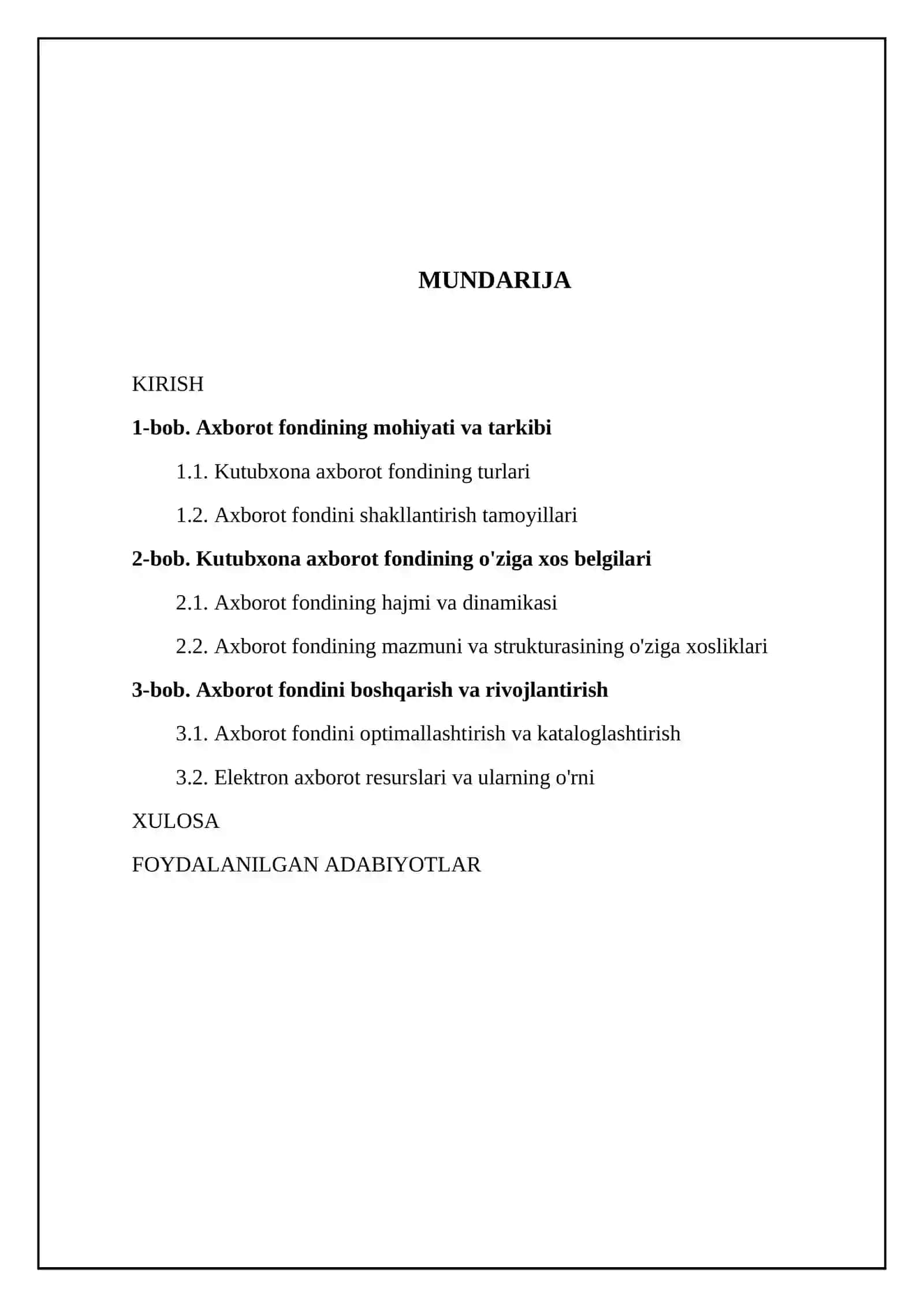 Kutubxona axborot fondini o'ziga xos belgi va xususiyatlari 2