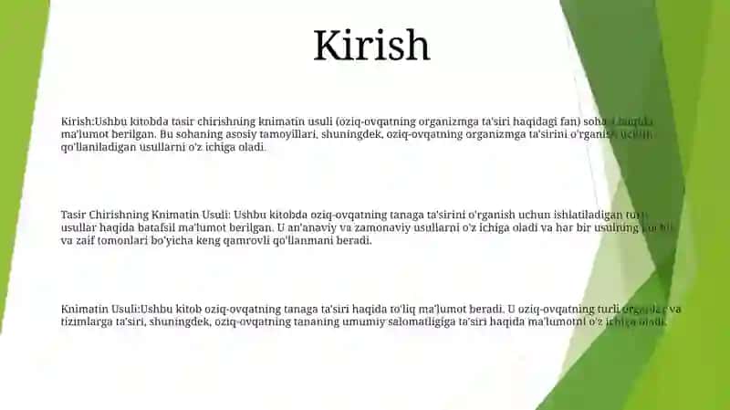 Tasir Chirishning Knimatin Usuli 2