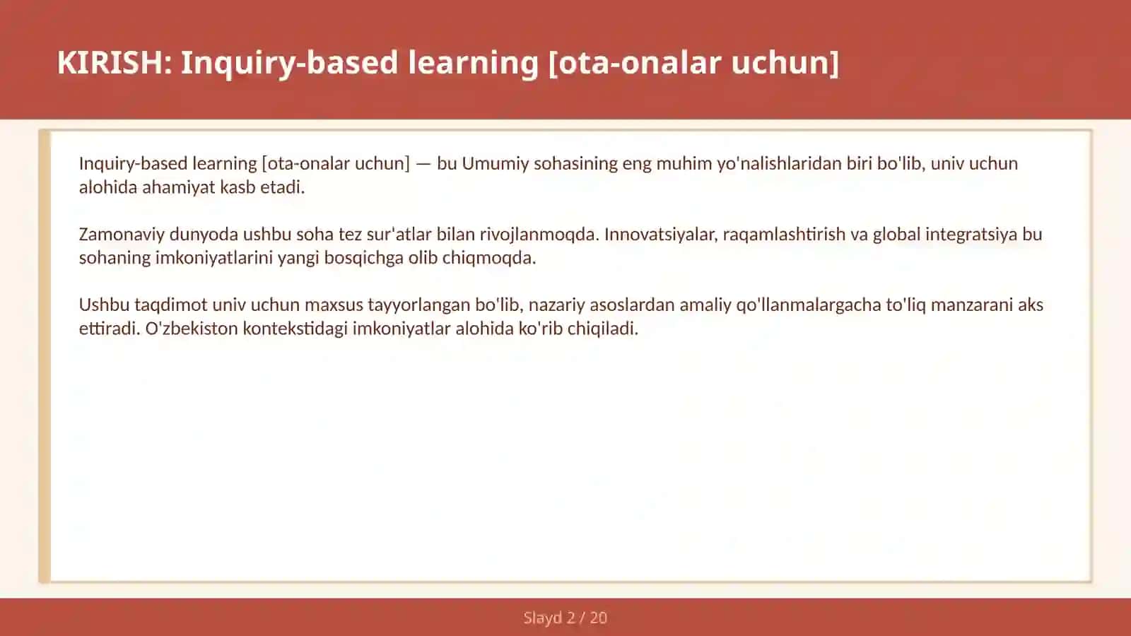 Inquiry-based learning [ota-onalar uchun] 2