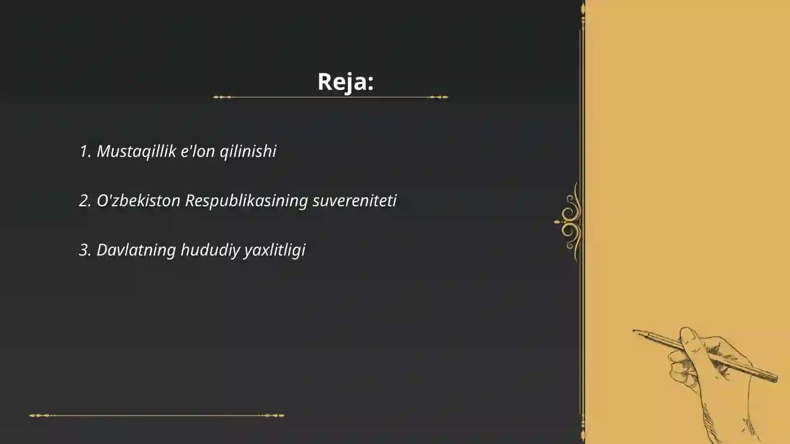 O’zbekiston Respublikasi mustaqillik asosi to’g’risidagi qonun va moddalar 2