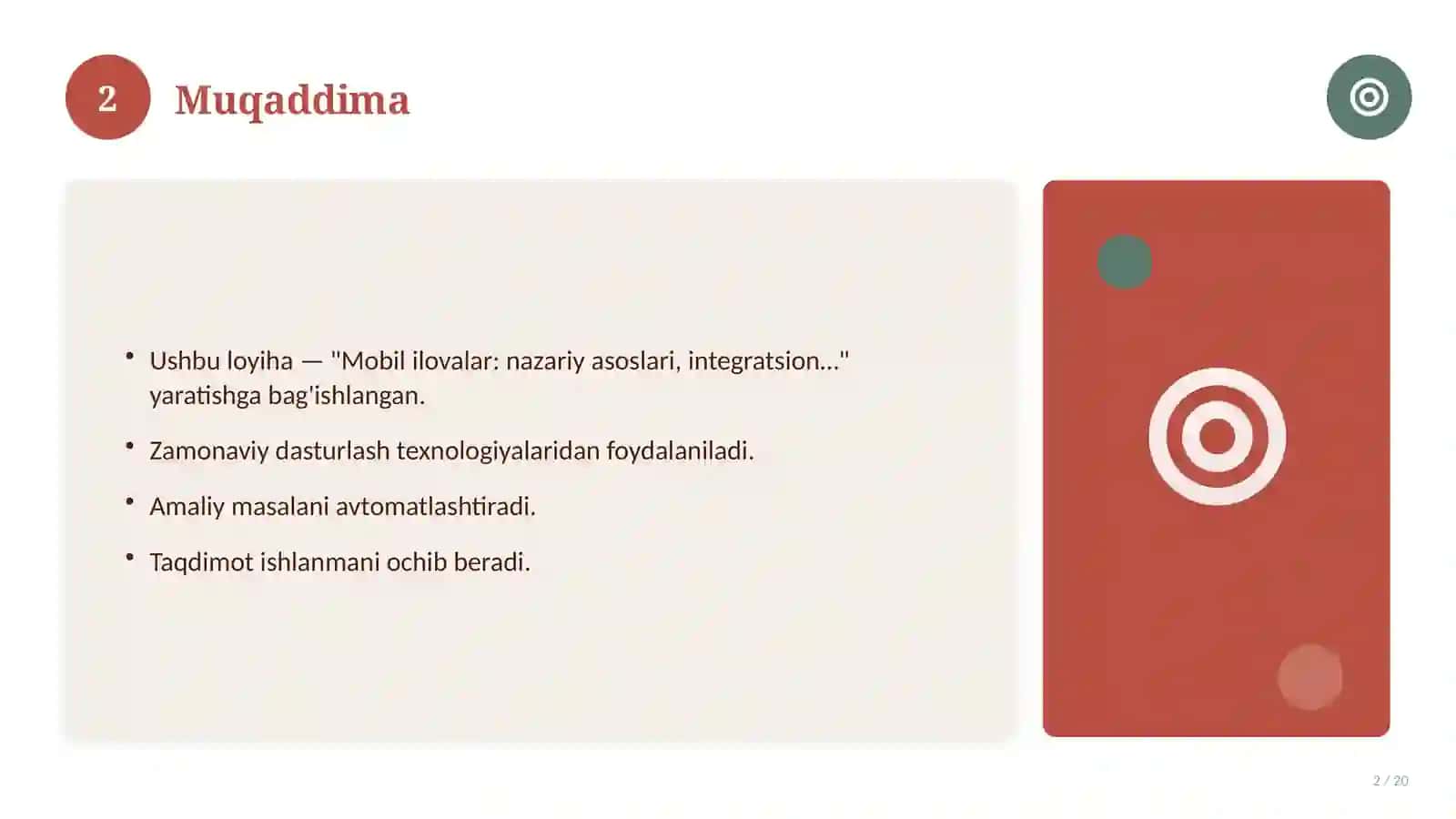 Mobil ilovalar: nazariy asoslari, integratsion yondashuvda (Referat) 2