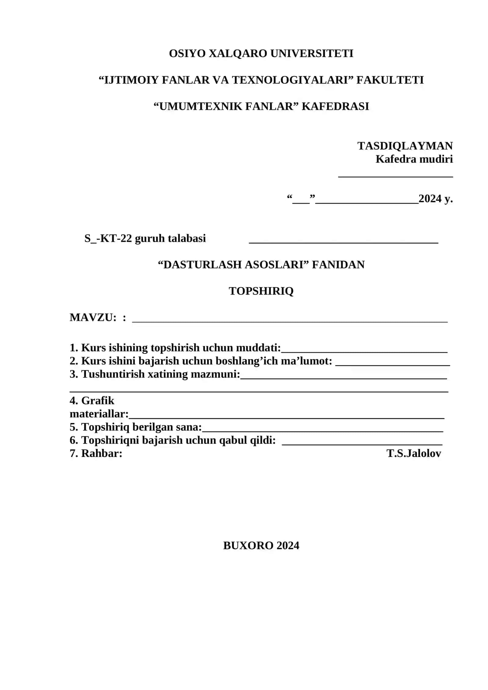 DASTURLASH ASOSLARI KURSI 2