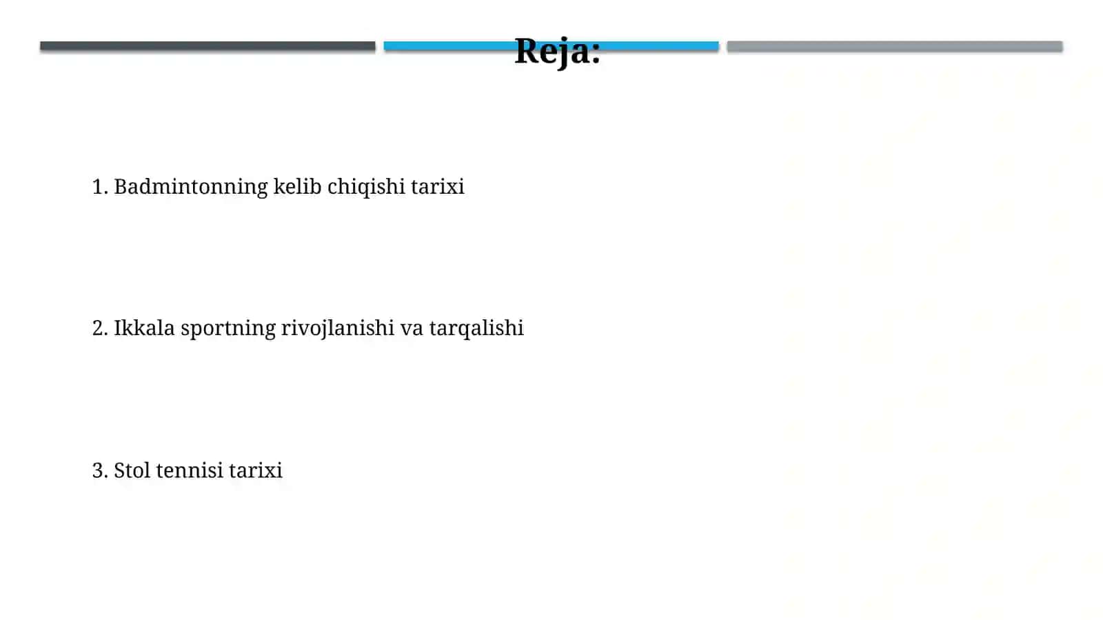Badminton va stol tennis sport turini kelib chiqish tarixi 2