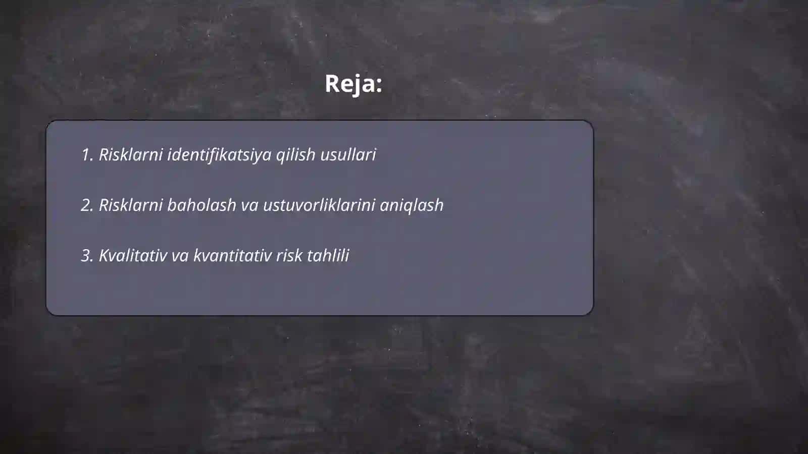 Risklarni boshqarish strategiyasi 2