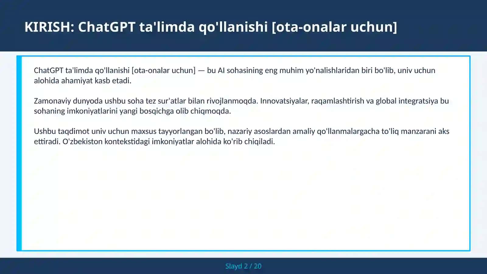 ChatGPT TA'LIMDA QO'LLANISHI [OTA-ONALAR UCHUN] 2
