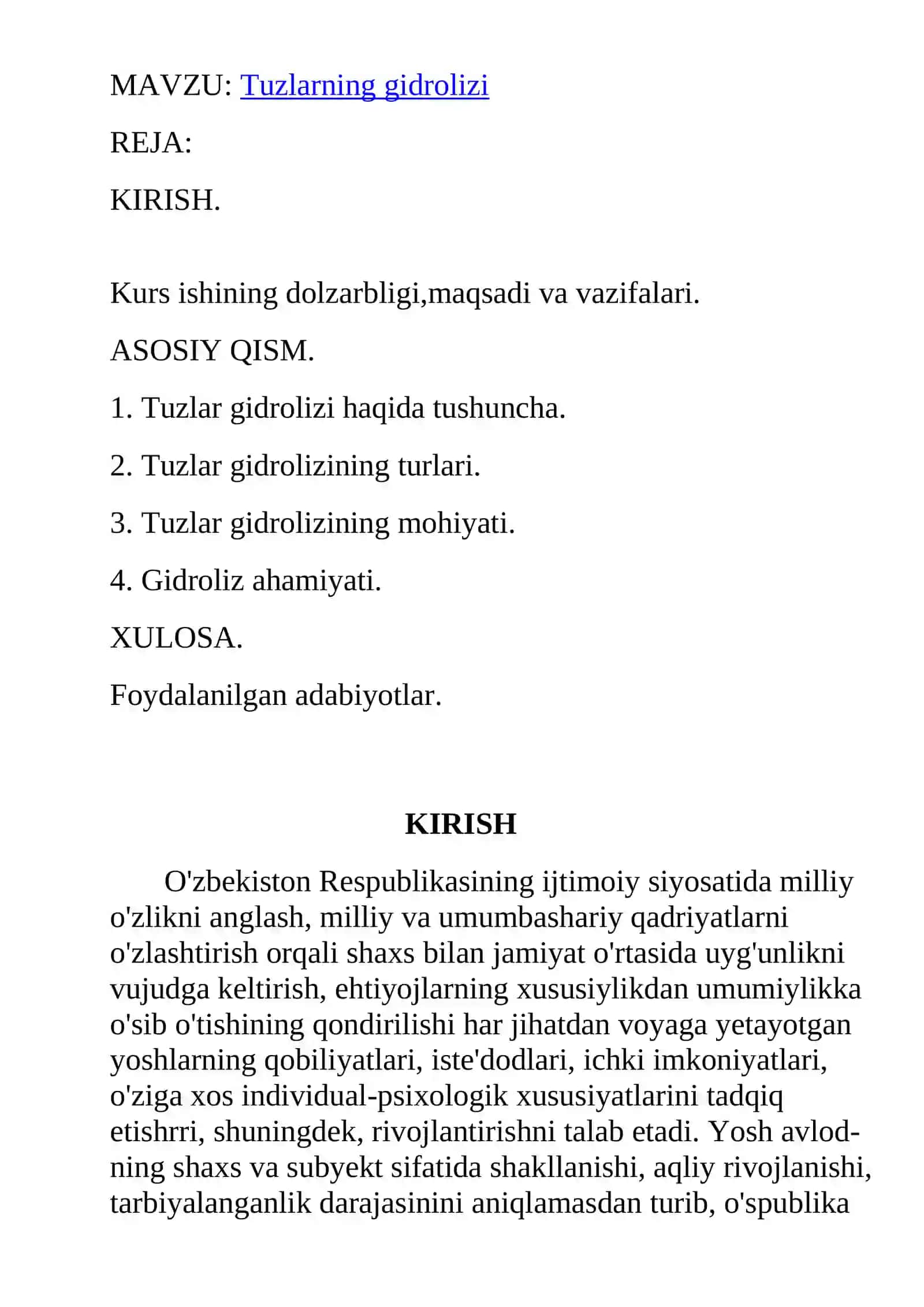 TUZLAR GIDROLIZI VA ULARNING TURLARI 2