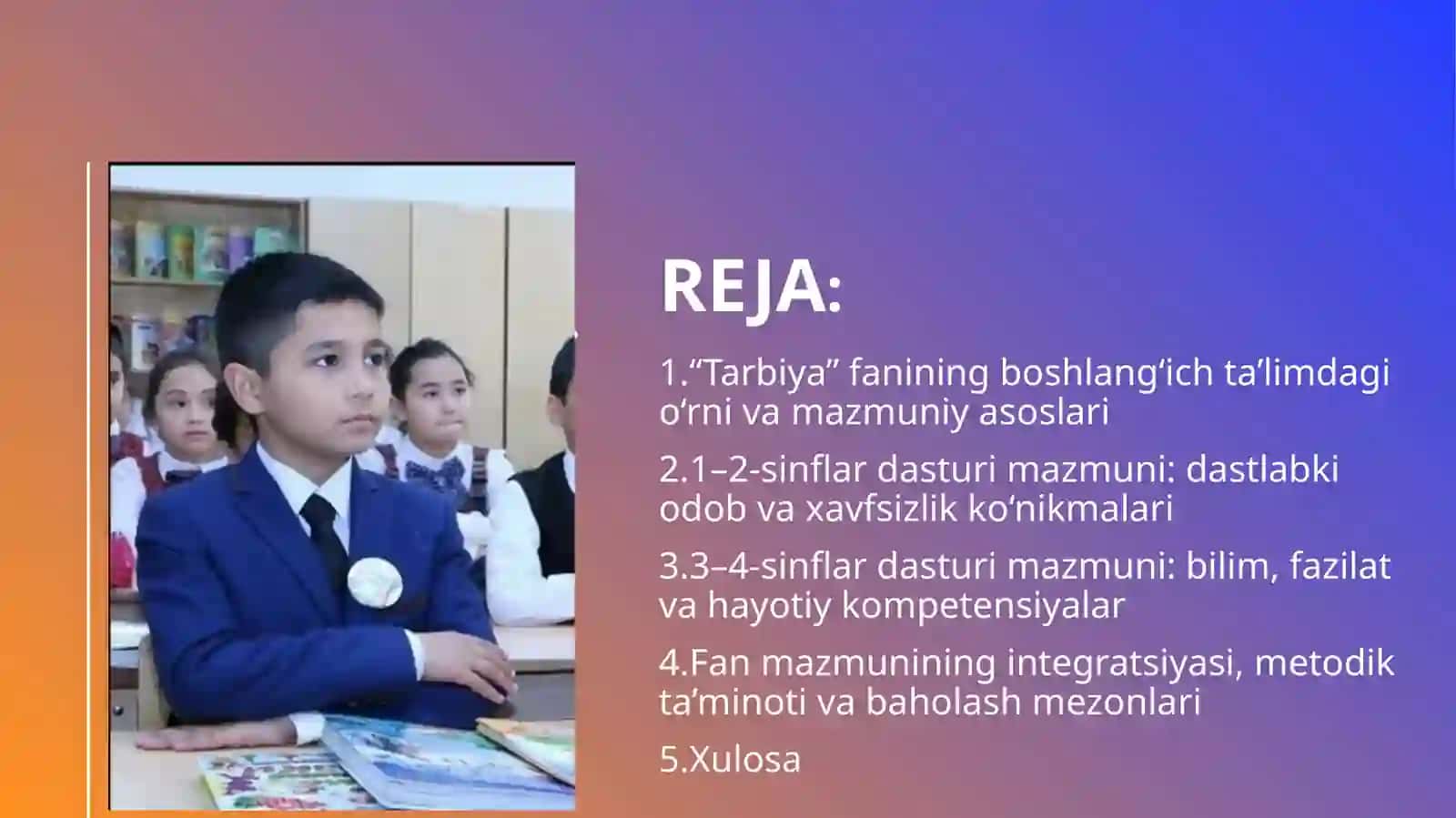 Boshlang‘ich sinflarda “Tarbiya” fanimazmuni 2