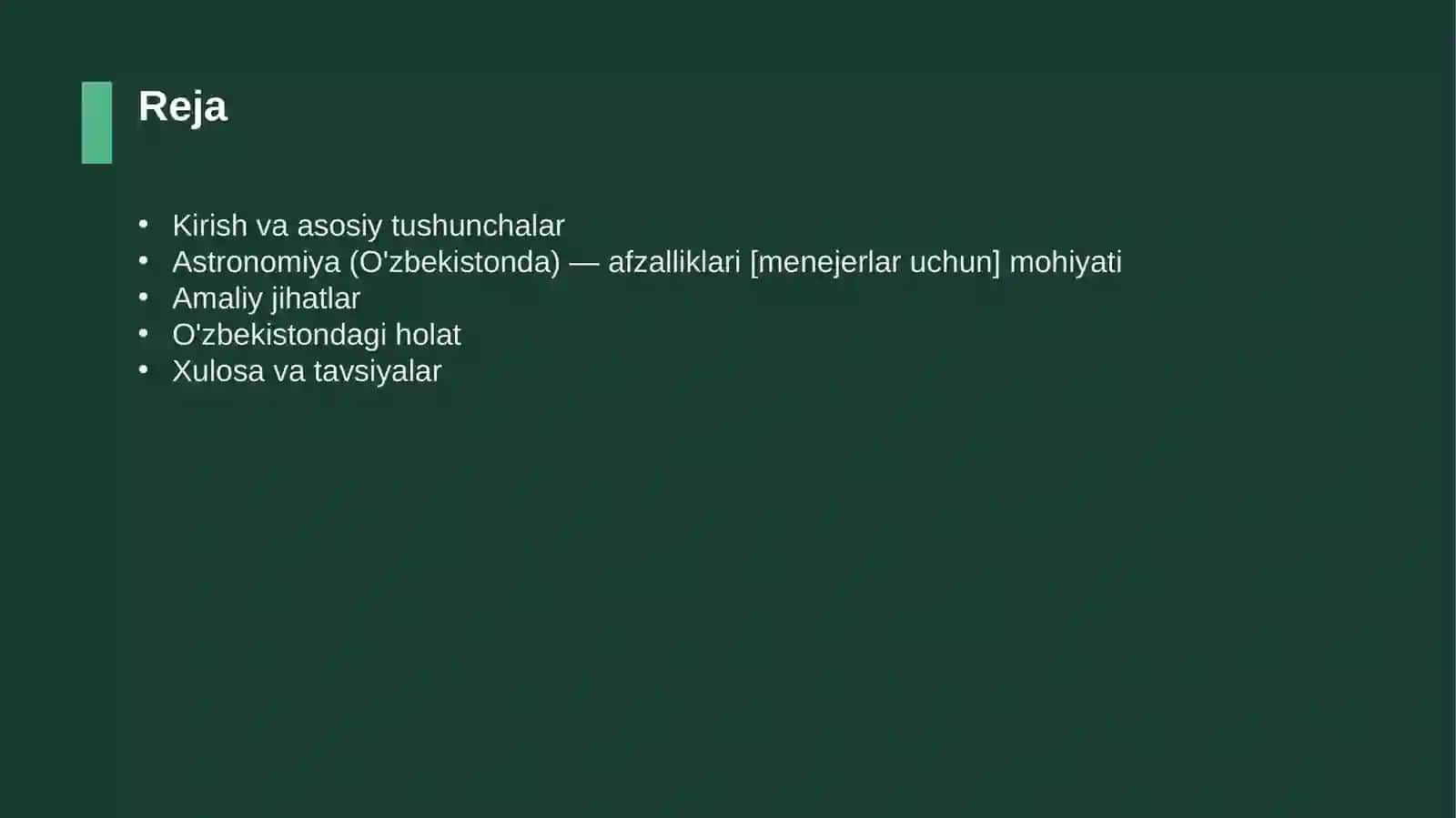 Astronomiya (O'zbekistonda) — afzalliklari [menejerlar uchun] 2