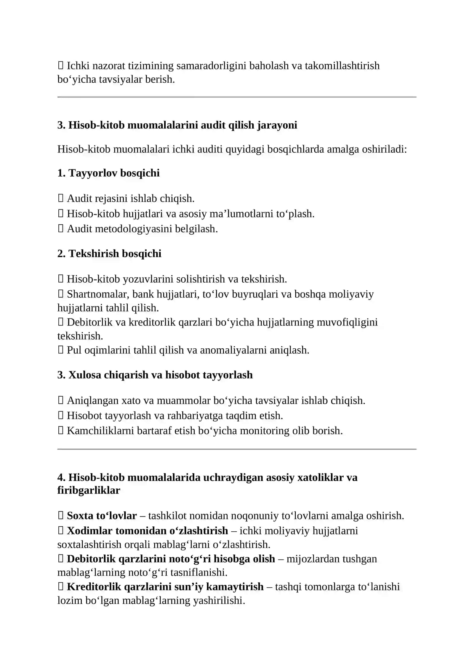 Hisob-kitob muomalalari ichki auditi 2