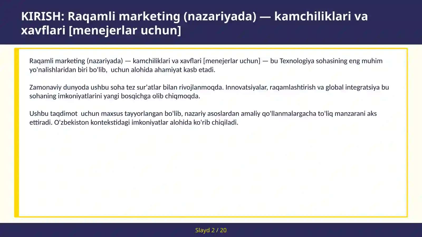 RAQAMLI MARKETING (NAZARIYADA) — KAMCHILIKLARI VA XAVFLARI [MENEJERLAR UCHUN] 2