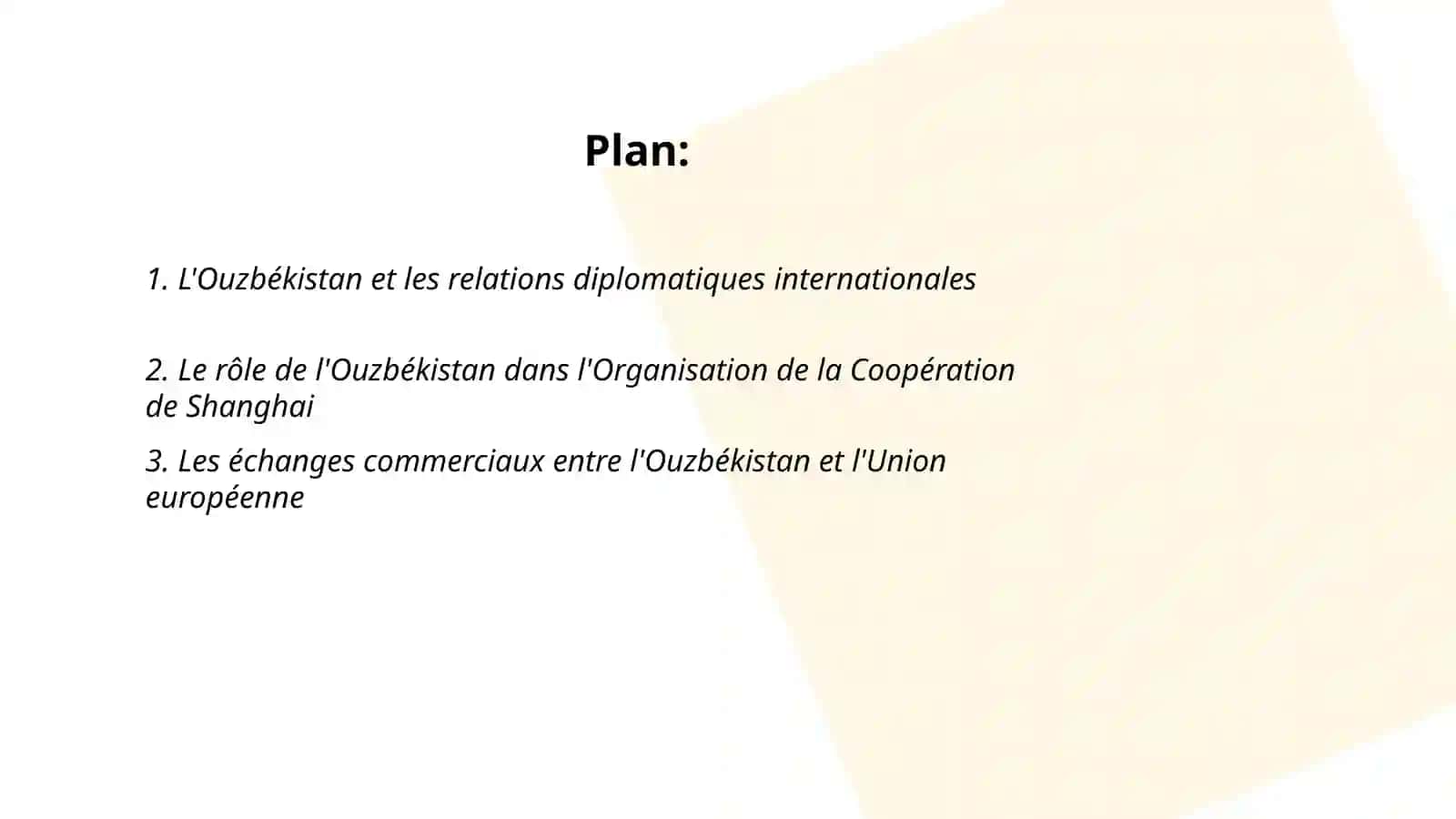 L'Ouzbékistan et le monde 2