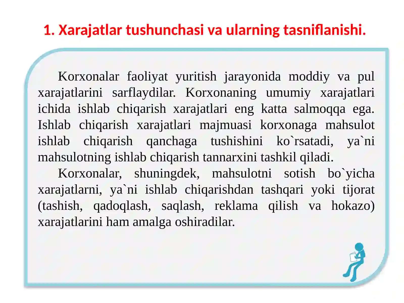 Xarajatlar munosabati rentabelligi 2