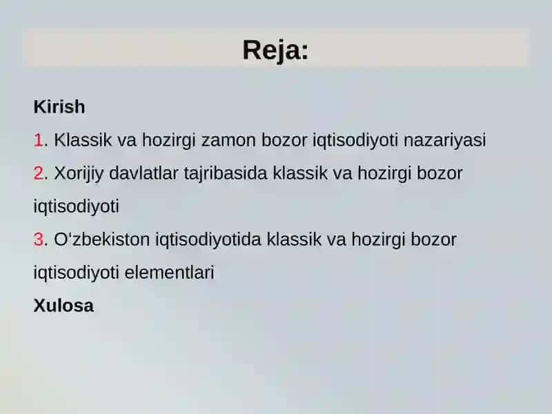 Klassik va hozirgi zamon bozor iqtisodiyoti umumiy tomonlari va farqlari 2
