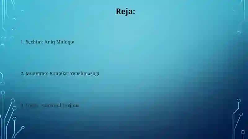 Yechim: Aniq Muloqot 2