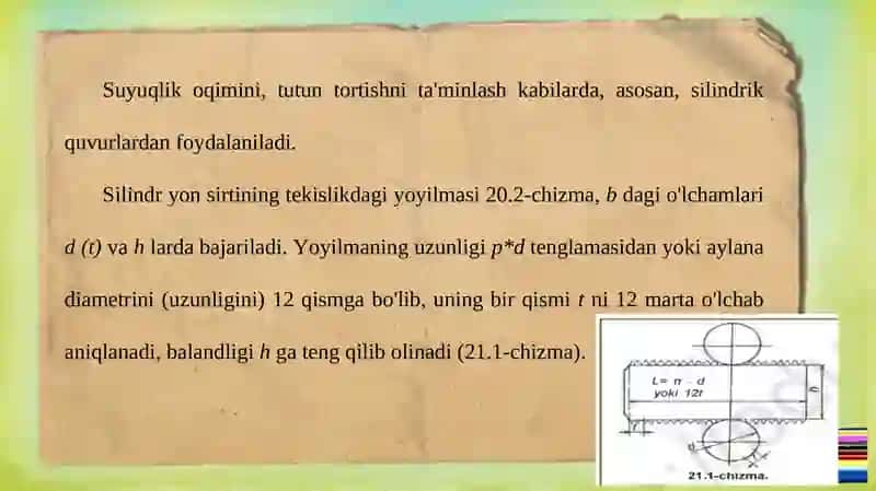Aylanish sirtlari shaklining yoyilmalari mavzusida 2