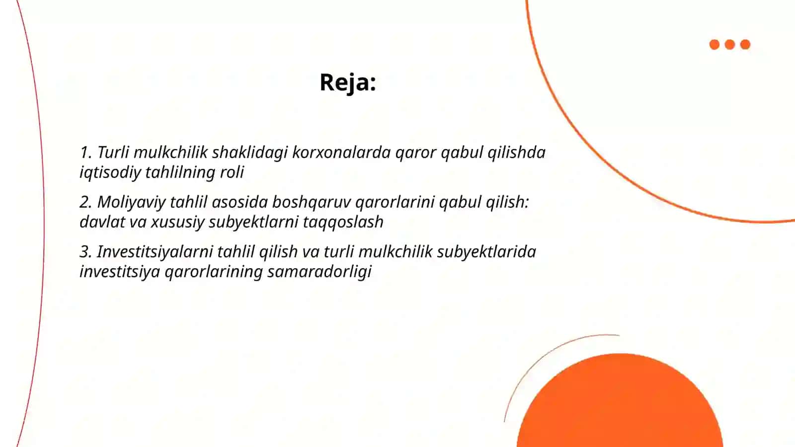 Turli mulkchilik shaklidagi xoʻjalik yurituvchi subyektlarda boshqaruv qarorlari qabul qilishda tahlilning ahamyati 2