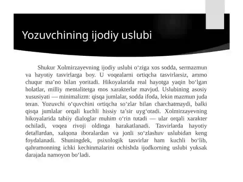 Shukur Xolmirzayev hikoyalari 2