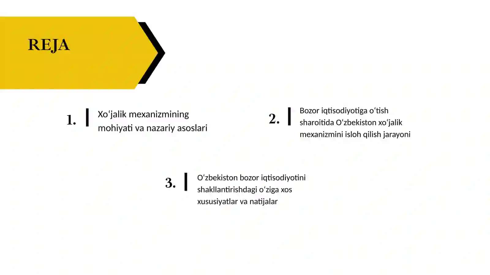 Xo’jalik mexanizmining nazariy asoslari va O’zbekiston bozor iqtisodiyotini shakllantirishdagi o’ziga xos xususiyatlari 2