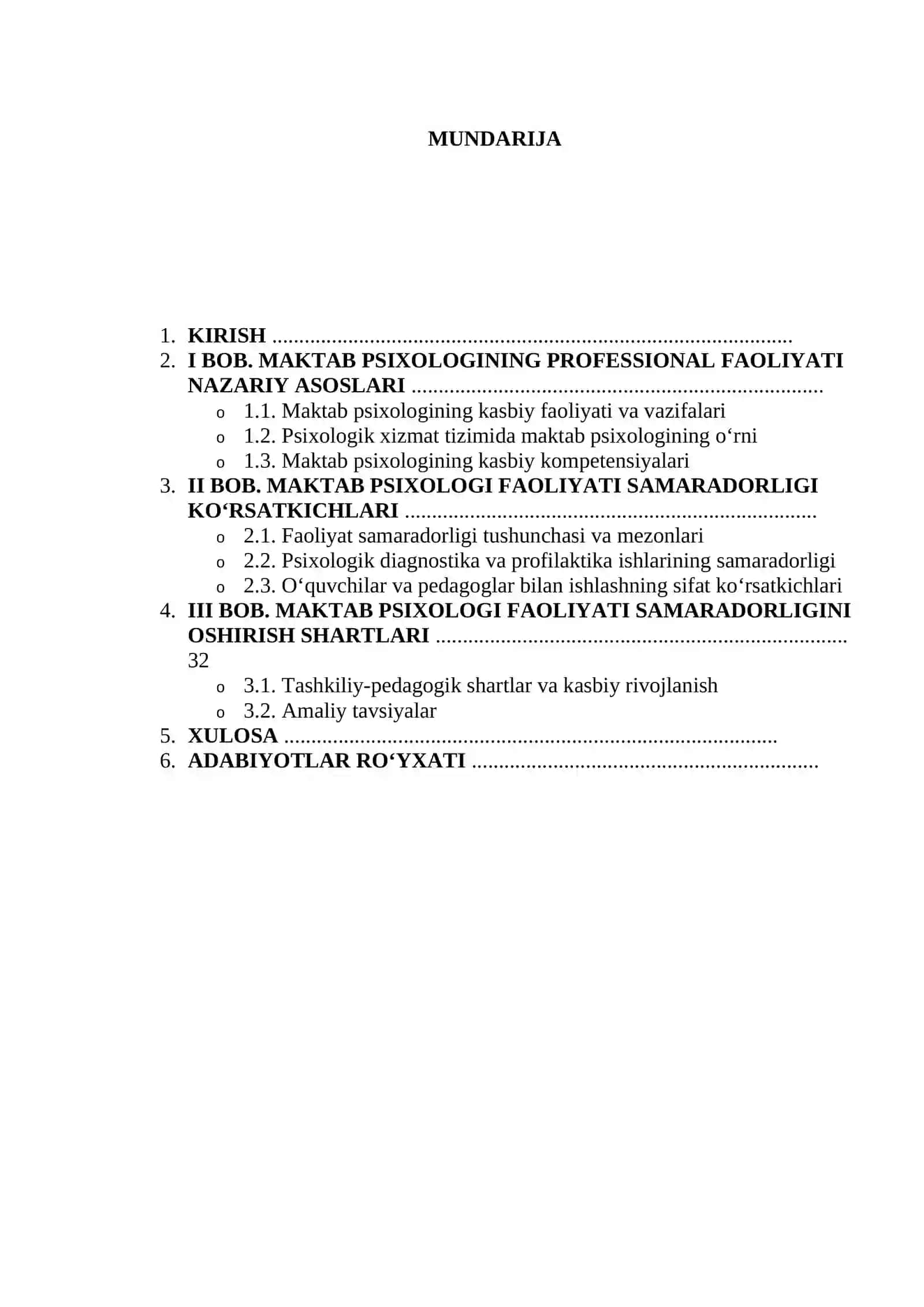 Maktab psixologining professional faoliyatini samaradorligi ko'rsatkichlari va shartlari 2