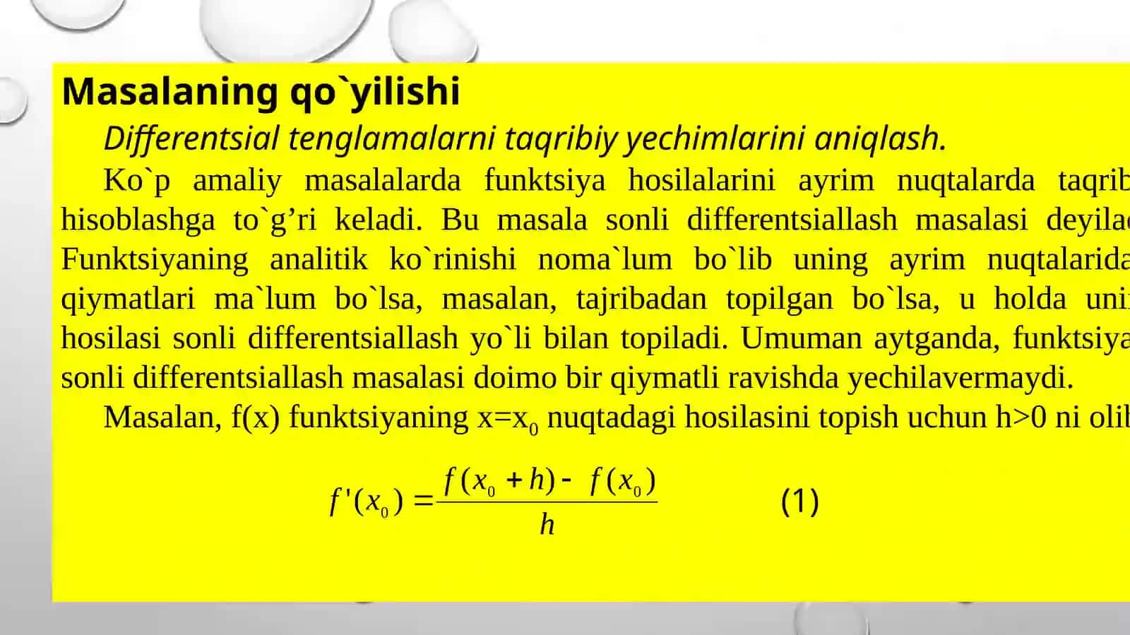 Sonlidifferensiallash 2