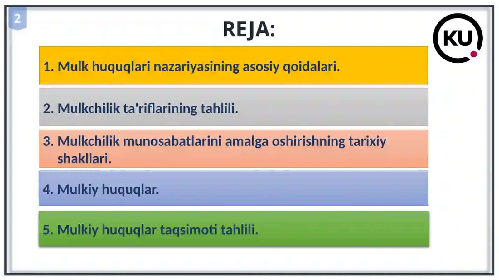 Mulk huquqlari nazariyasi va mulkchilik shakllarining rivojlanish evolyutsiyasi 2