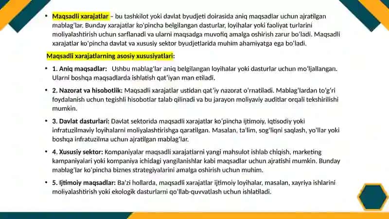 Maqsadli xarajatlar 2