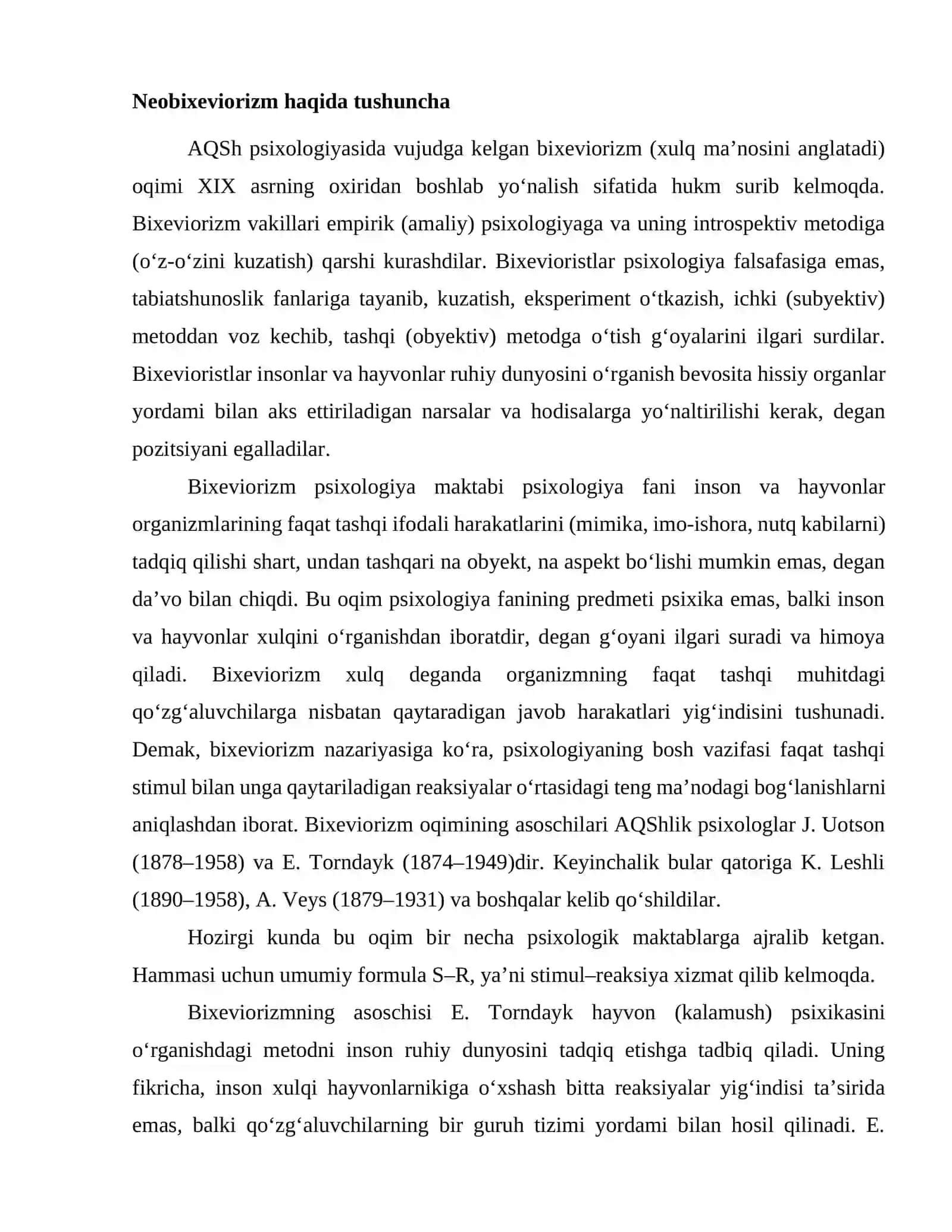 Neobixeviorizm haqida tushuncha 2