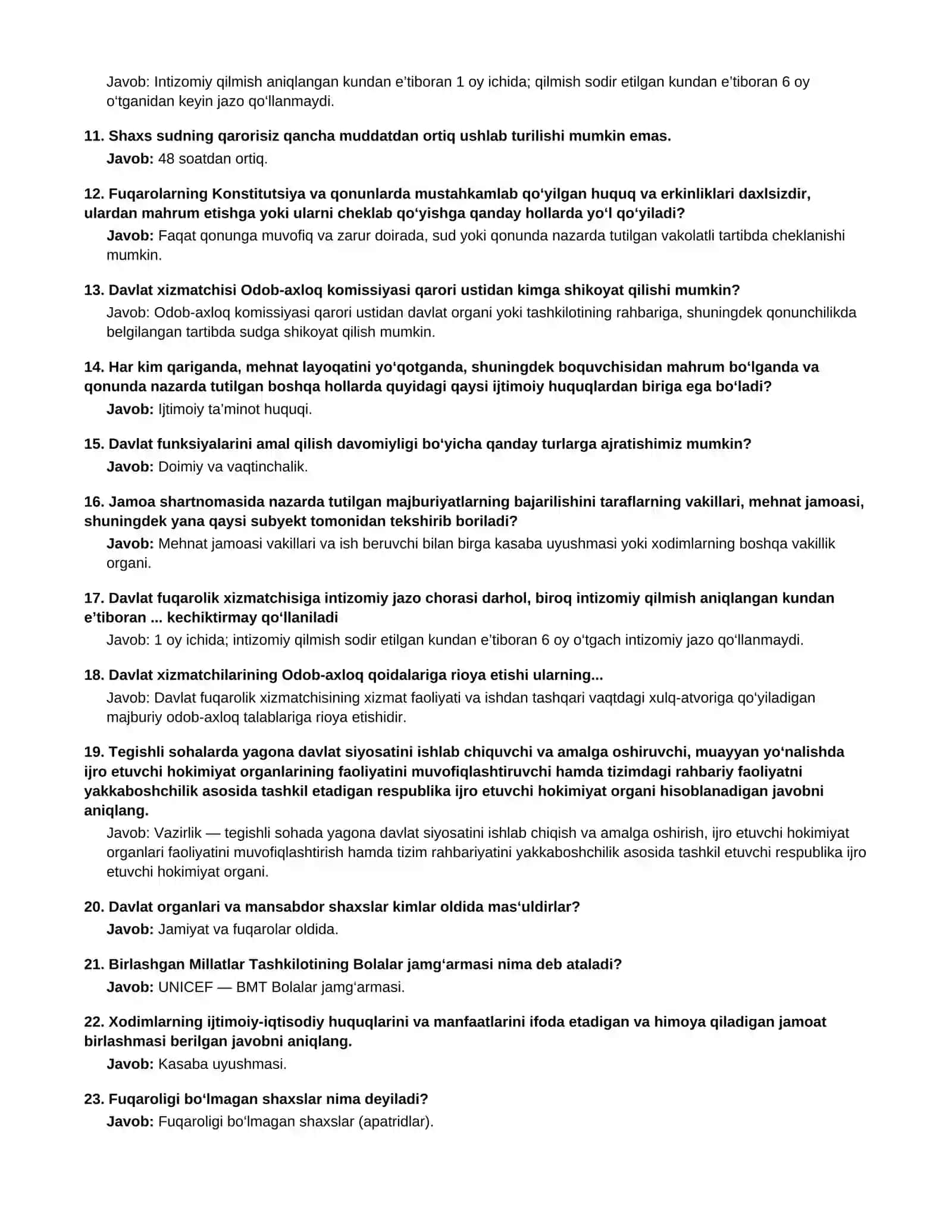 MILLIY QONUNCHILIK SAVOLLARI 2026 - ARGOS (500 TA SAVOLGA JAVOB) 2