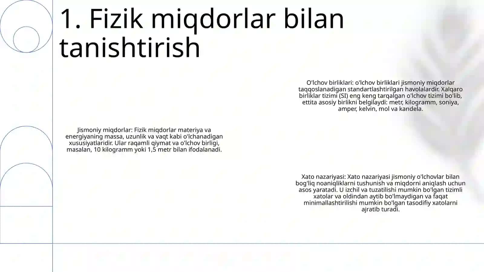 Fizik Kattaliklar Va Ularning Birliklari. Xatoliklar Nazariyasi 2