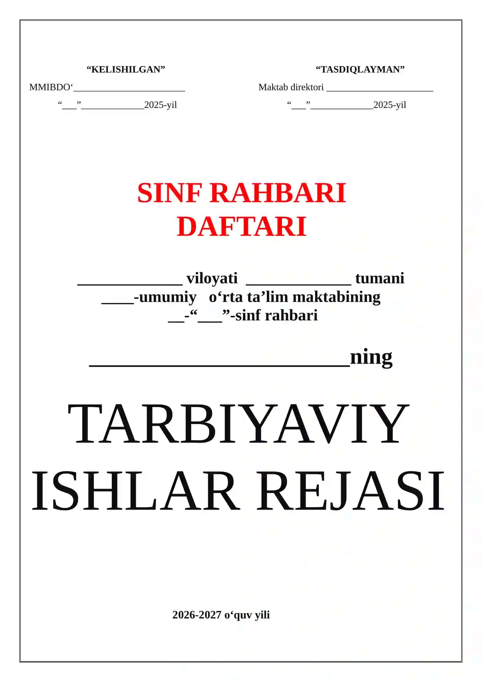 sinf rahbarlik daftari 2