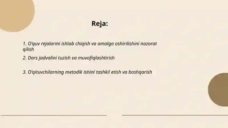 Oʻquv rejalarini ishlab chiqish va amalga oshirilishini nazorat qilish 2
