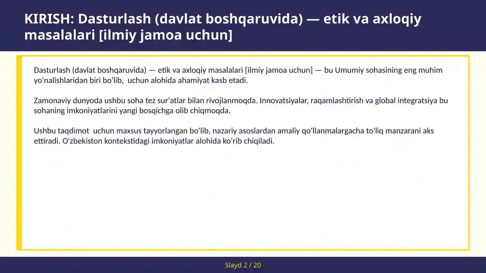 Dasturlash (davlat boshqaruvida) — etik va axloqiy masalalari [ilmiy jamoa uchun] 2