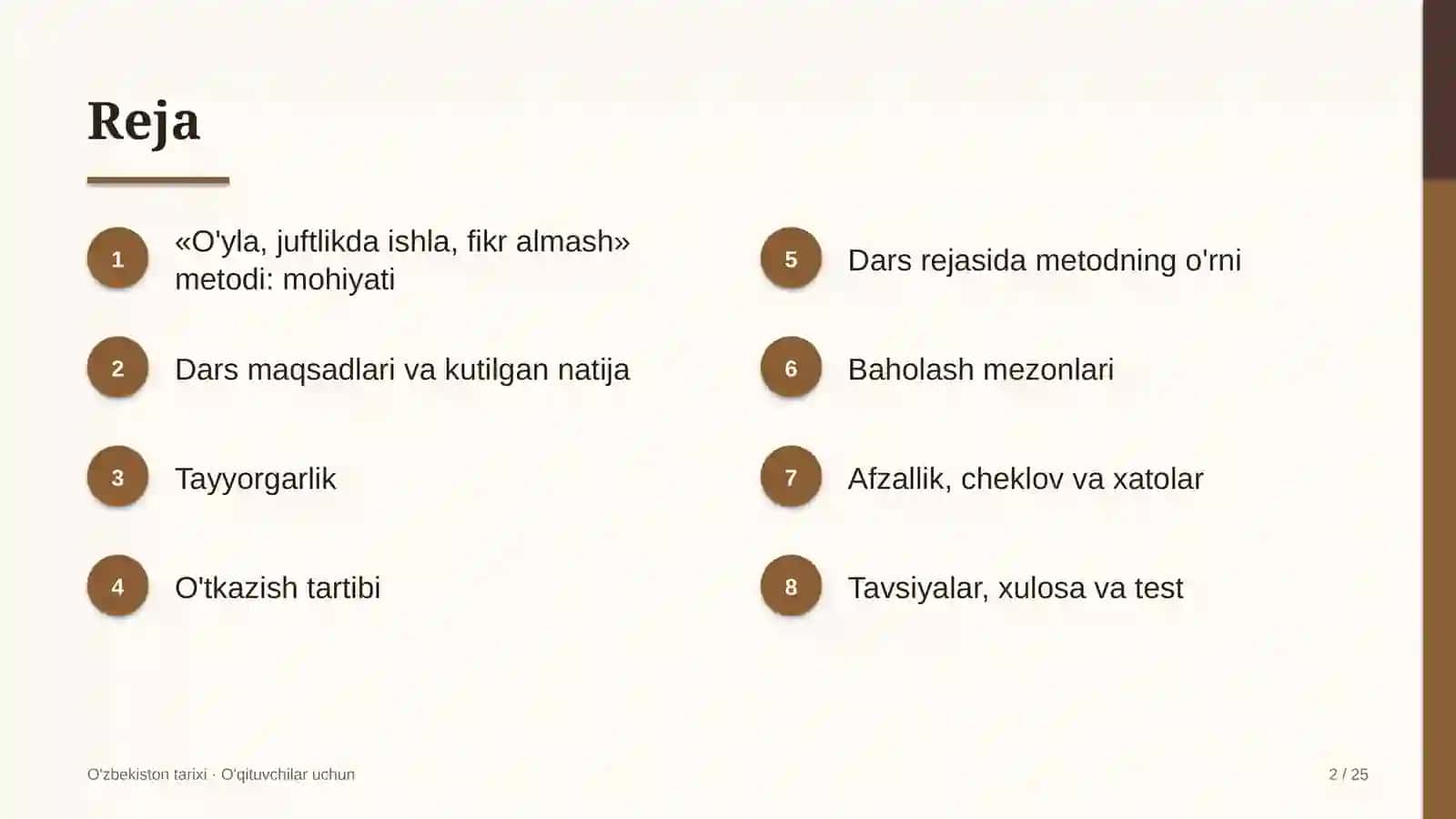 o'zbekiston tarixi darslarida o'yla juftlikda ishla fikr almash metodidan foydalanish 9881 2
