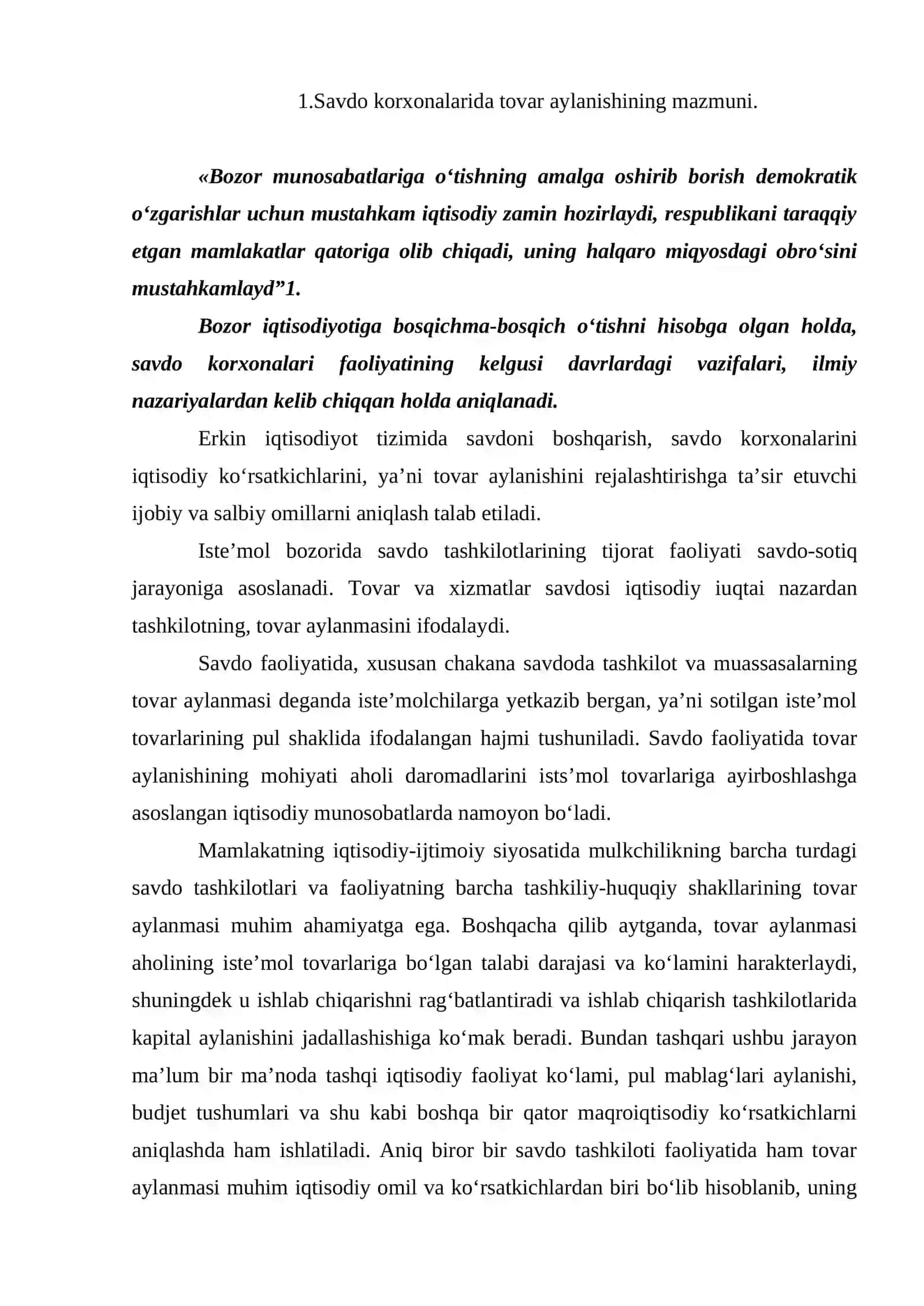 Savdo korxonalarida tovar aylanishining Iqtisodiy asoslari 2