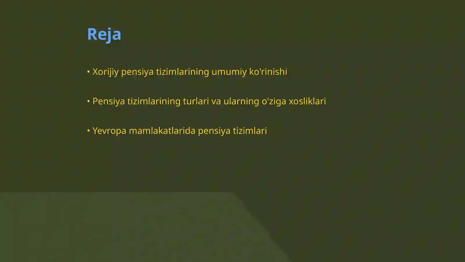 Xorijiy mamlajatlar pensiya tizimlari 2