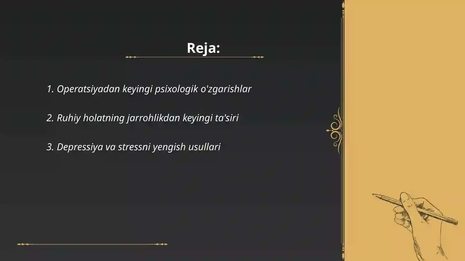 Operatsiyadan keyingi ruhiy õzgarishlar va ularni davolashda psixoprofilaktika masalalari 2