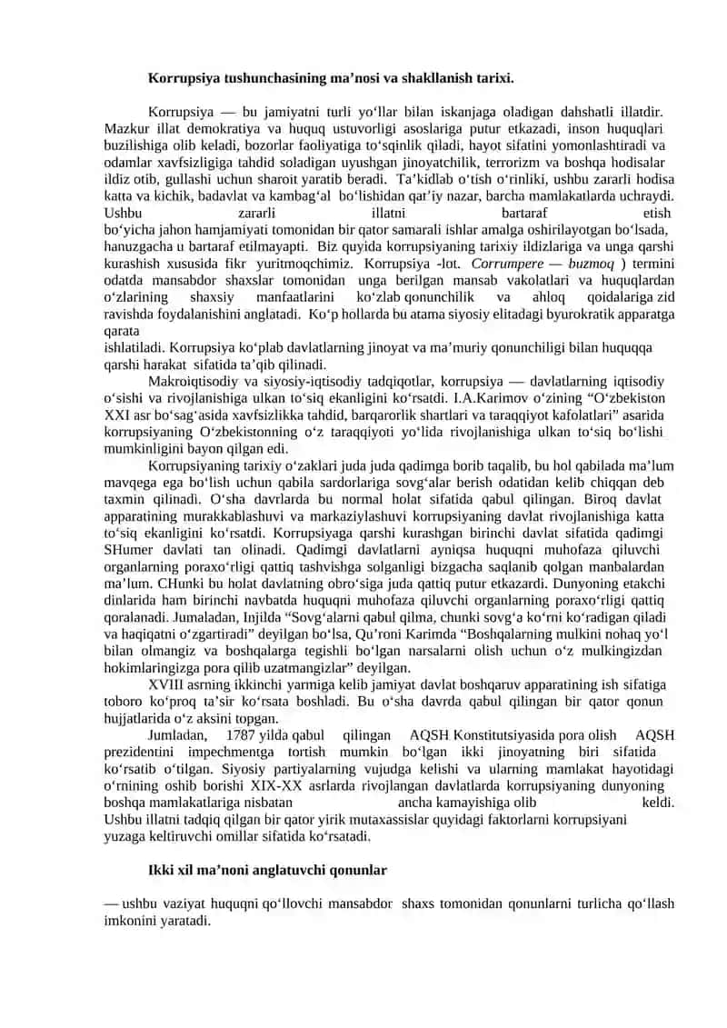 O‘zbekistonda korrupsiyaga qarshi kurashishning iqtisodiy-siyosiy va ijtimoiy-huquqiymexanizmlari 2
