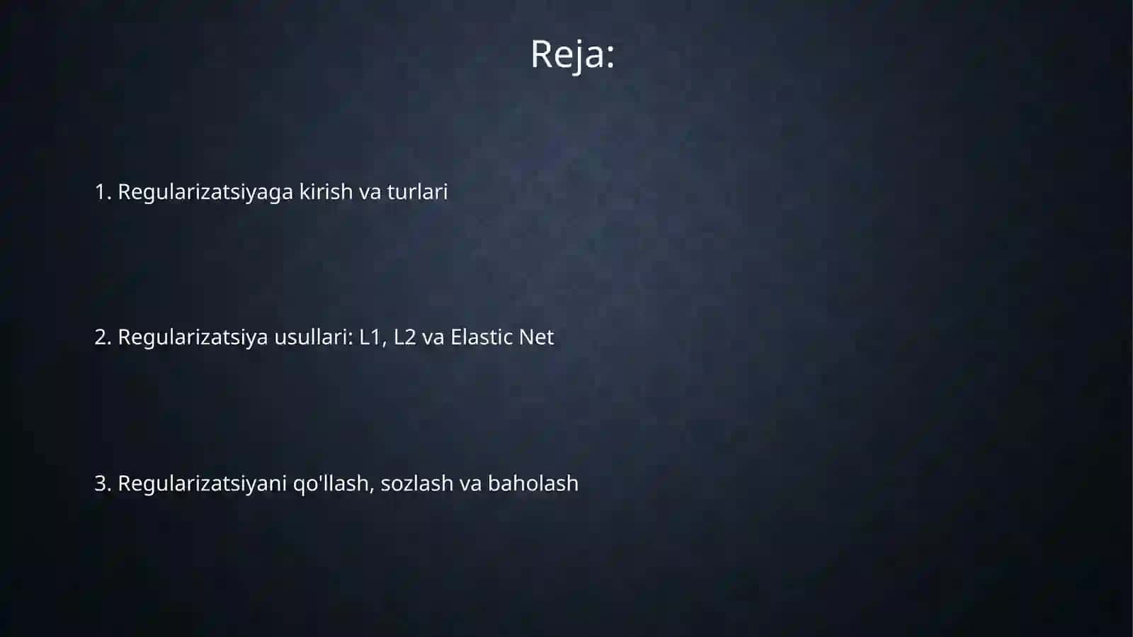 Regressiya masalalarida regulyarizatsiya funksiyasini qo‘llash 2