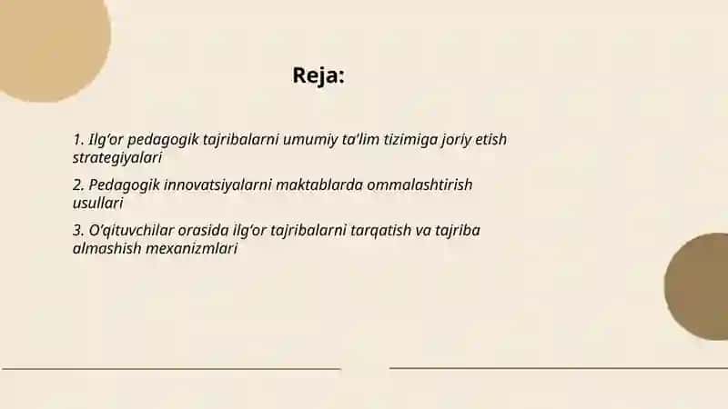 Ilgʻor pedagogik tajribalarni ommalashtirish va rivojlantirish yoʻllari 2