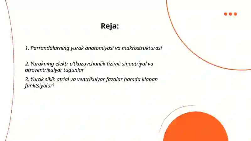 Parrandalarning yurakim qon tomirlari fiziologiyasi 2