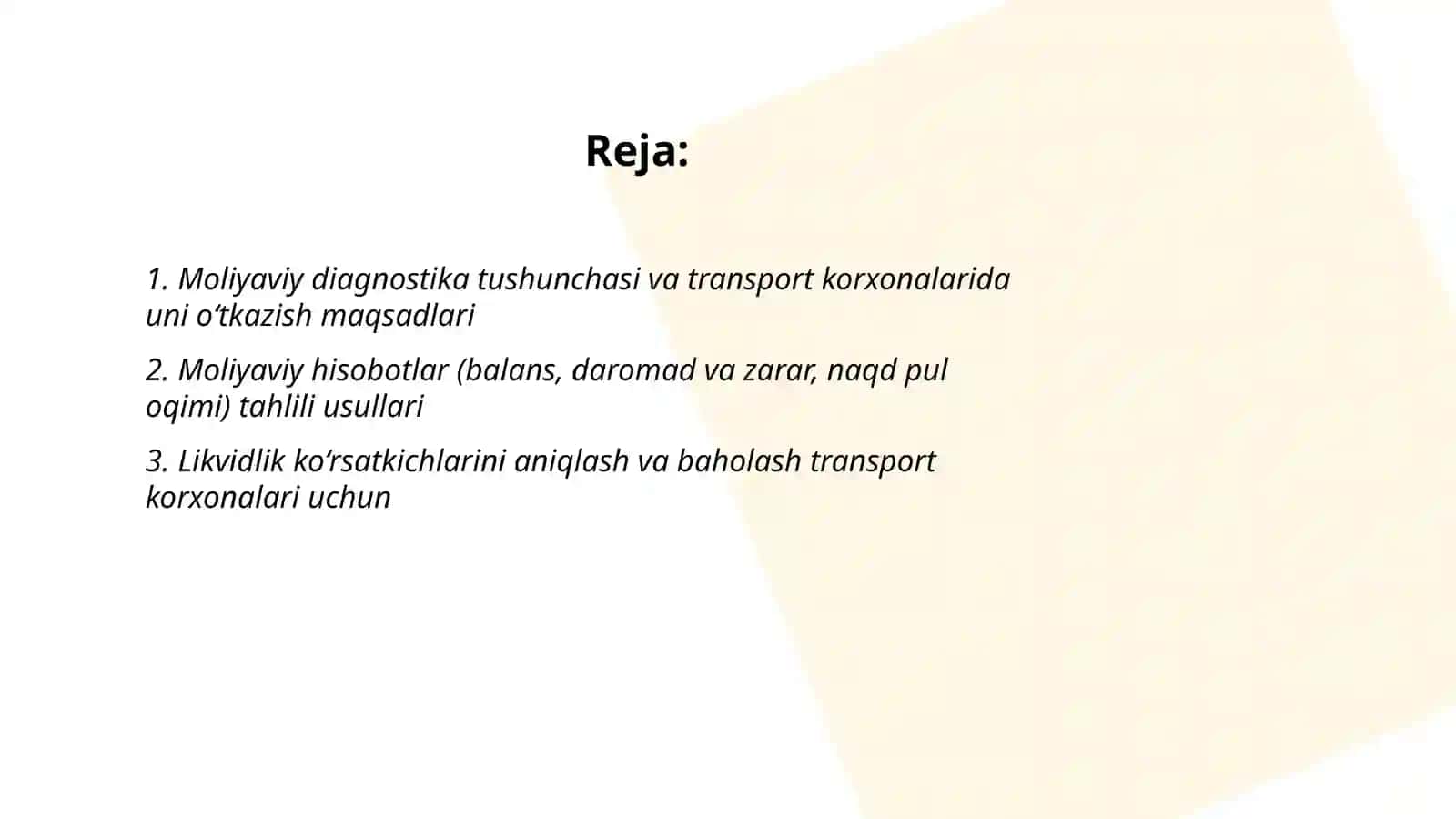 Moliyaviy diagnostika transport korxonalar uchun 2