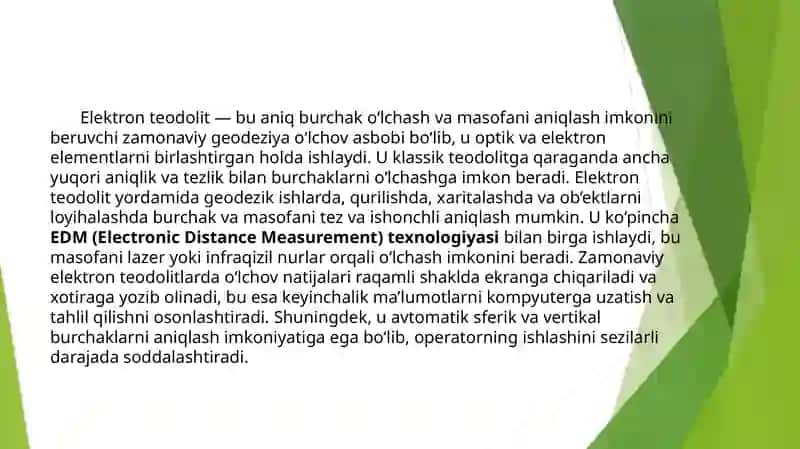 Elektronteodolit turlari, tasnifi, tuzilishi, qismlari 2