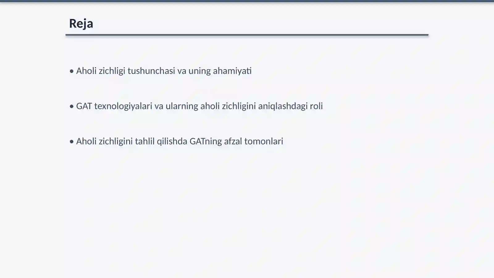 Aholi zichligini aniqlash va tahlil qilishda GAT 2