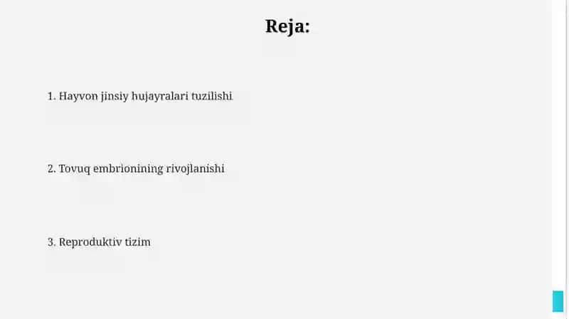 Hayvonlarda jinsiy hujayralarning tuzilishi tovuq embrionining taraqqiyoti reproduktiv sistema 2